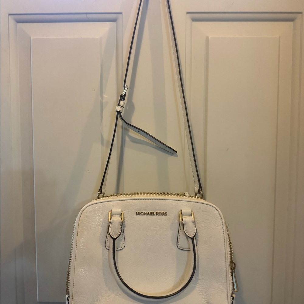 Michael Kors Cream Dome Crossbody Bag with Gold Hardware